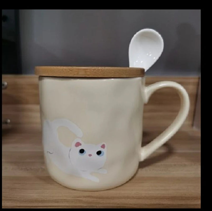 Quirky Animal Sketch Style Japan Porcelain Cup